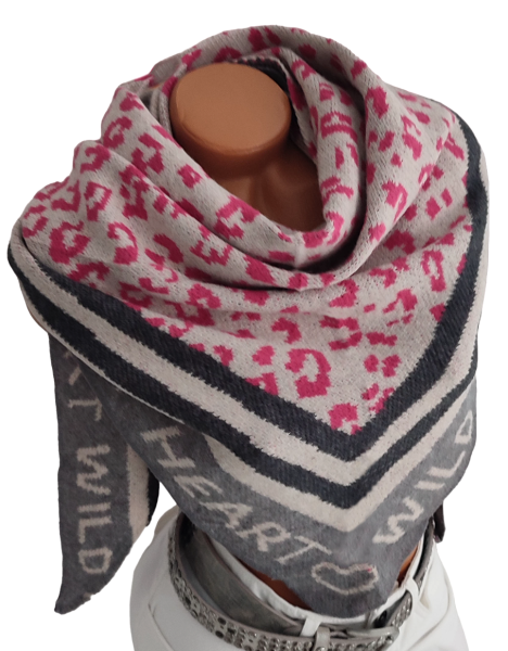 Damen Schal Winter Zipfel Tuch kuschelweich made in Italy pink grau 1